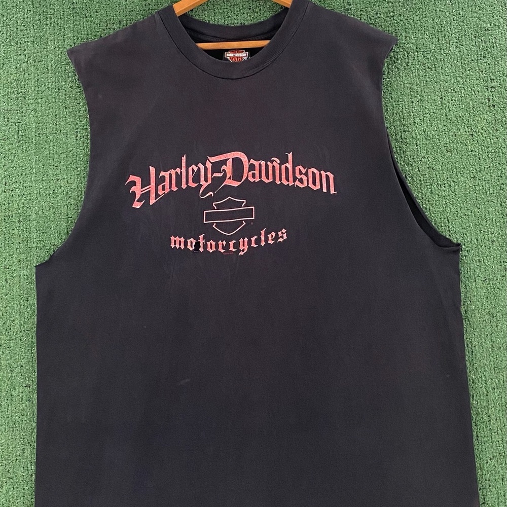 Harley Davidson Motorcycles Conyers Georgia Distressed Cutoff T-Shirt Mens Large